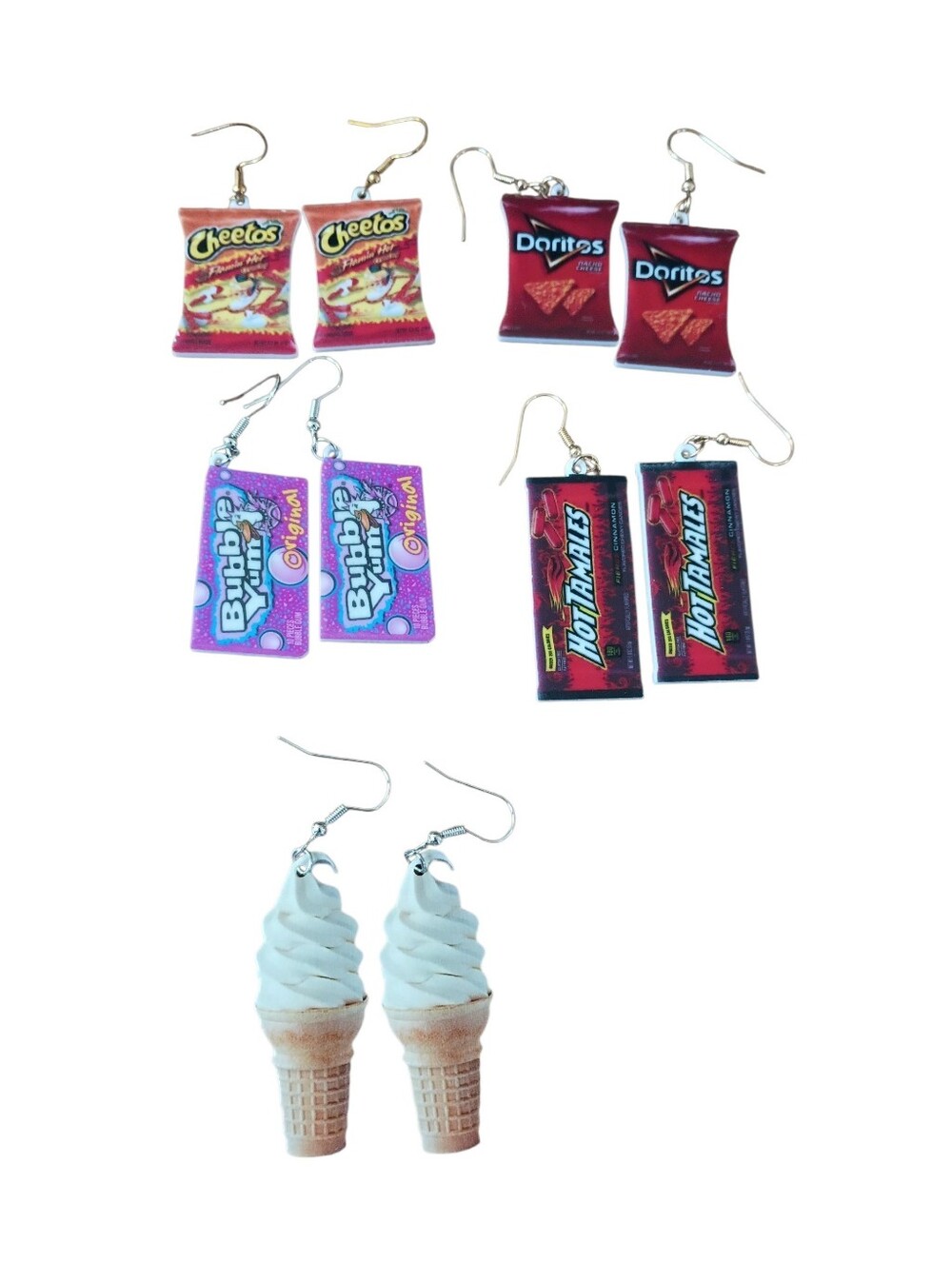 Novelty Snack-Themed Ice Cream & Chips Earrings -Assorted Colors Fashion Jewelry